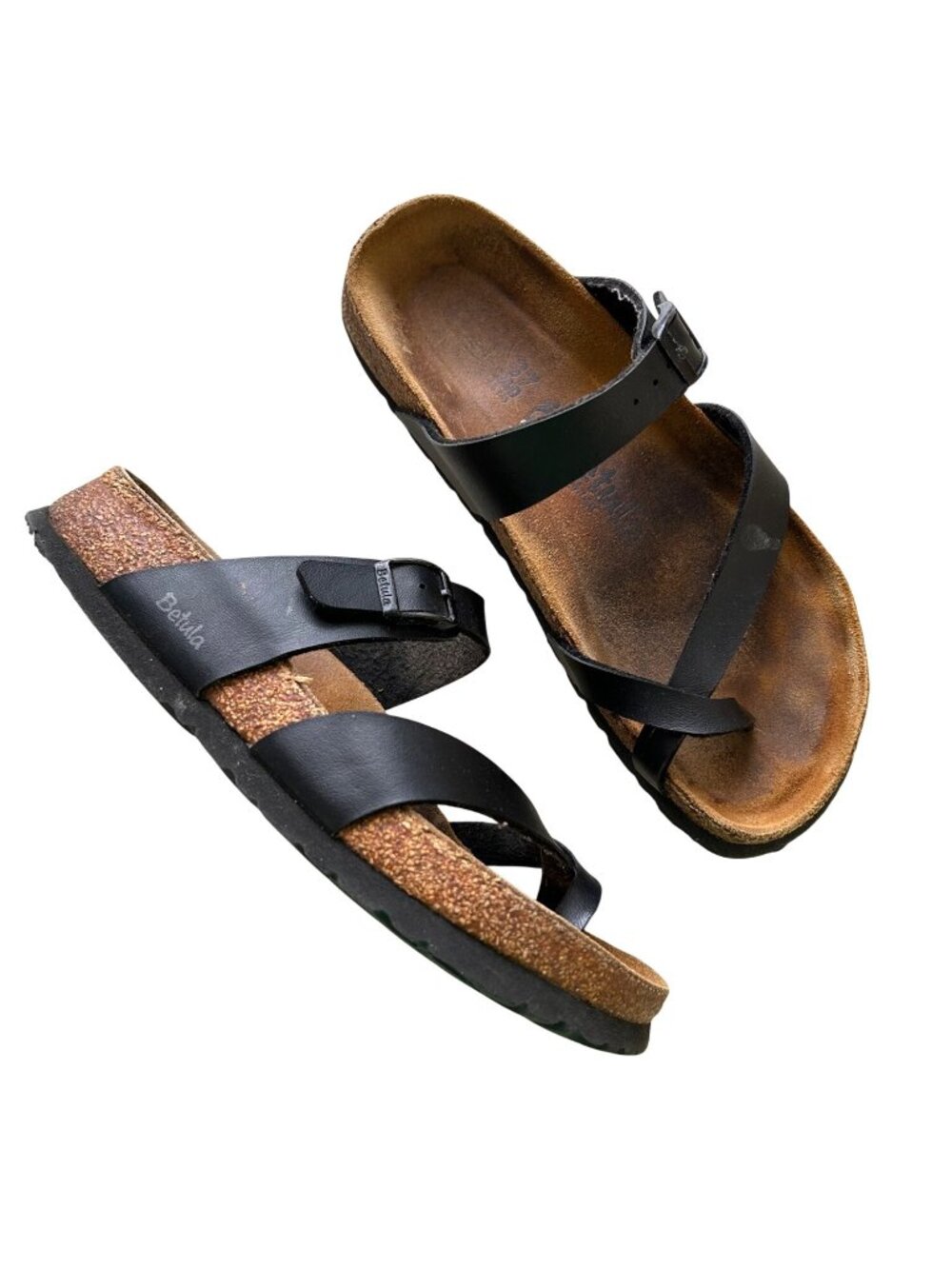 Betula Mia By Birkenstock Womens Sz 37 Black Betula Cross-Strap Sandals